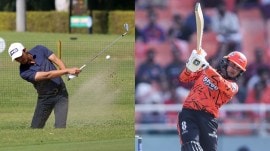 "The first thing I think of when I watch Abhishek Sharma hold his finish after a six isn’t cricket. It’s golf," says Ajeetesh Sandhu. (Express Photo/BCCI Photo)