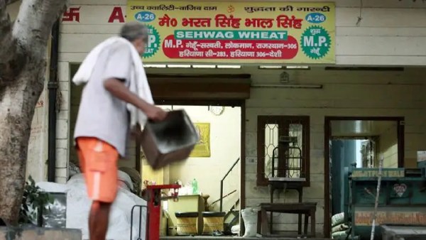 The Sehwag wheat store at the grain market in Najafgarh. The batsman’s early cricket career was funded by income generated from here. Later, his name was enough for his family to attract traders. (Express photo by Ravi Kanojia)