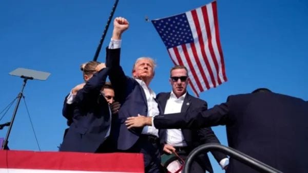 US President Donald Trump after the assassination attempt in 2024.