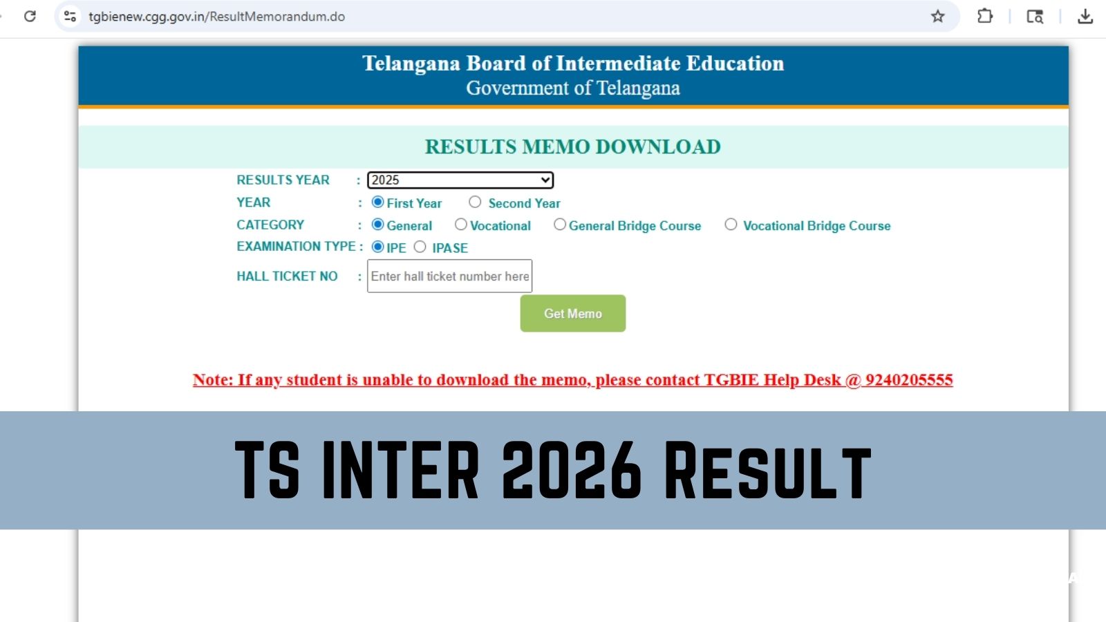 TS Inter result 2026