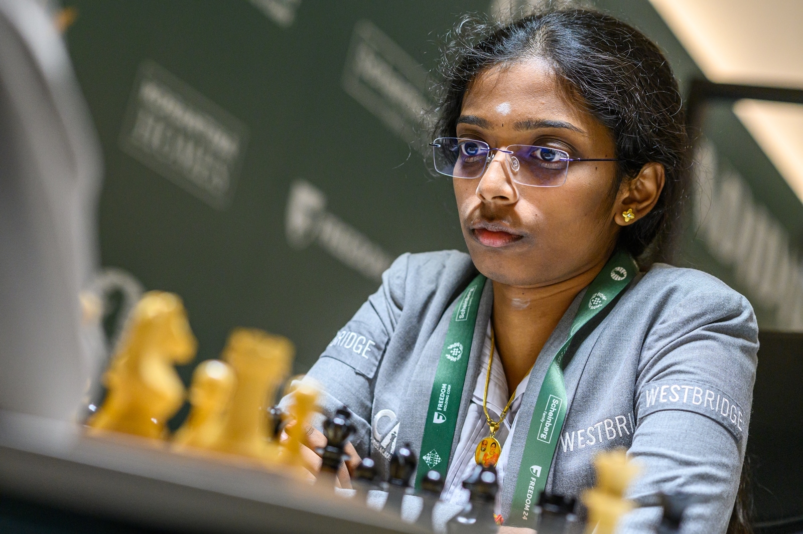 Vaishali remains the lone Indian yet to lose a game at the Candidates. (Photo Credit: Michal Walusza/FIDE)