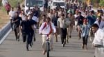 Vijay immediately got off the bicycle, and security personnel came running towards him within moments