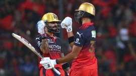 IPL 2026 Points Table Update: Virat Kohli celebrates his fifty with Devdutt Padikkal during the Indian Premier League cricket match between Royal Challengers Bengaluru and Gujarat Titans. (AP Photo)