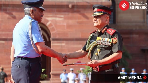 Outgoing Chief of Defence Staff General Anil Chauhan on Saturday was accorded a ceremonial Guard of Honour at the South Block lawns in the national capital