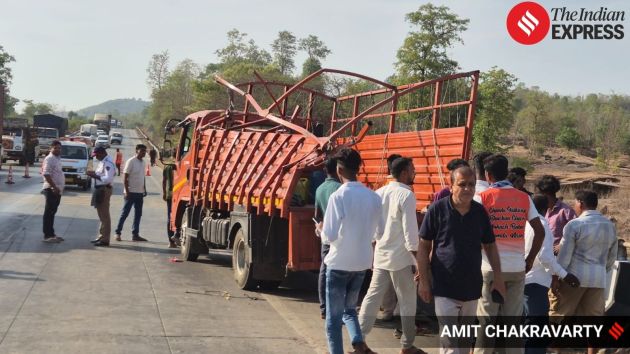 Upon reaching Dhaniwari village, a trailer (NL 01 AC 9118) coming from the opposite direction lost control, and its container box collided heavily with the left side of the tempo