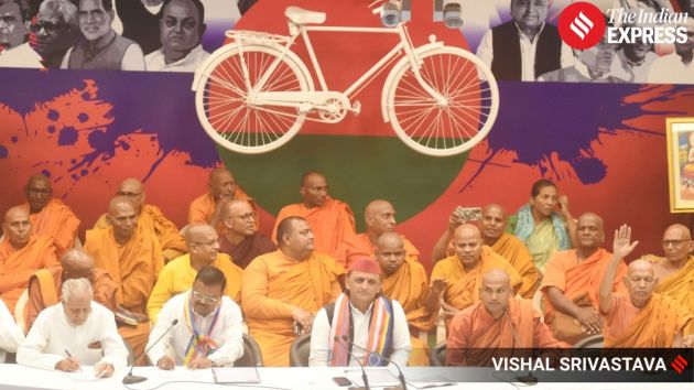 Akhilesh Yadav addressed reporters at the party office in Lucknow on Friday on the occasion of Buddh Purnima