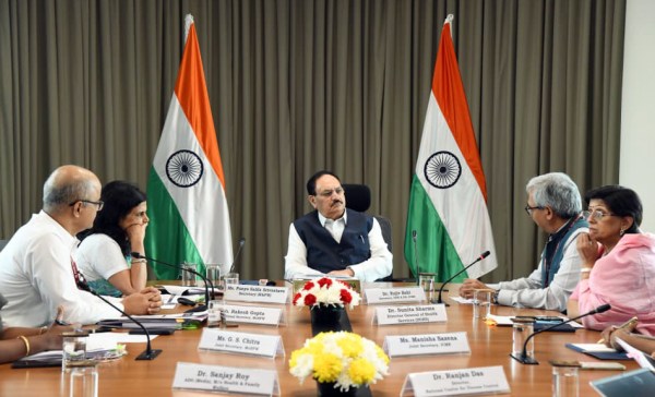 New Delhi, May 25 (ANI): Union Health Minister JP Nadda reviews preparedness and surveillance measures for Ebola disease in view of the recent outbreak in parts of Africa, in New Delhi on Monday. (@JPNadda X/ANI Photo)
