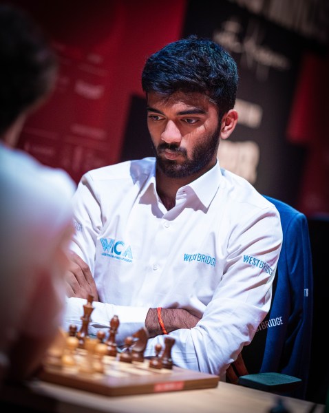 Gukesh in action during Grand Chess Tour Poland. (Lennart Ootes/GCT)