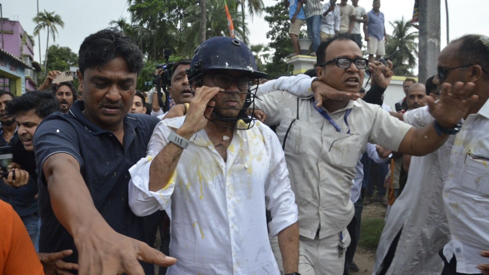 While on his way to meet the family of Sanju Karmakar, a TMC worker who was allegedly murdered in post-poll violence, Banerjee himself came under attack.