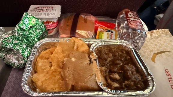 Air India halwa puri meal