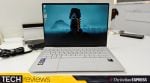 The Asus ExpertBook Ultra’s understated design and nano-ceramic finish keep the laptop looking clean and professional even after long hours of use. (Image: Bijin Jose/The Indian Express)