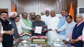 BJP delegation with governor Kataria