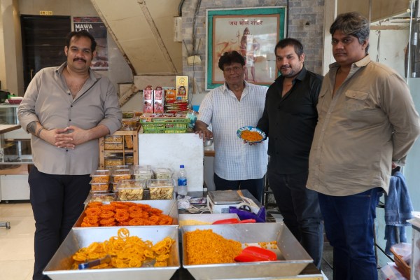 Bharat Magumal Jagwani, 62, with his three sons Krishna, Ritesh and Kunal at Satu's in Chembur