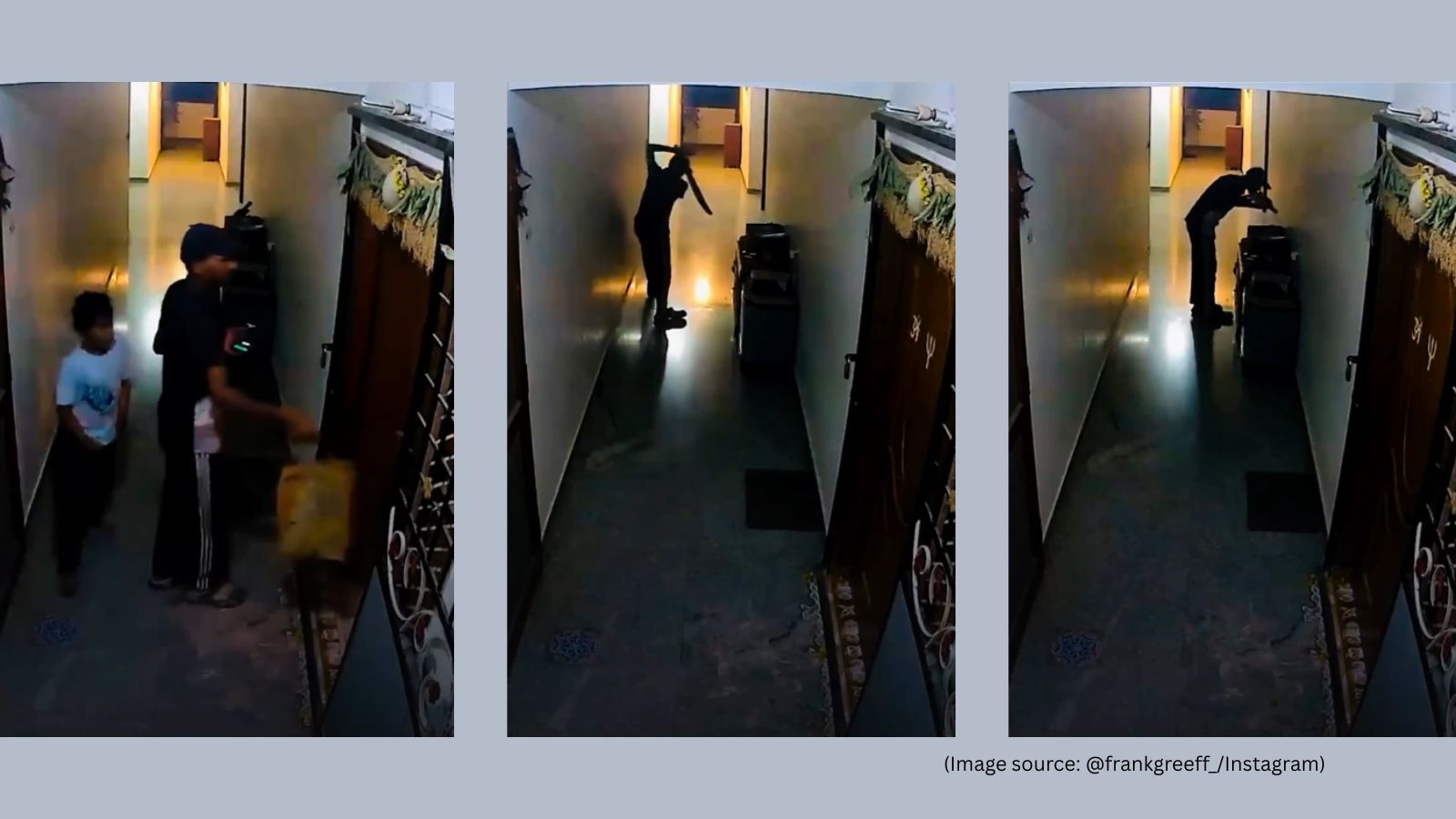 Blinkit delivery worker cricket bat viral video