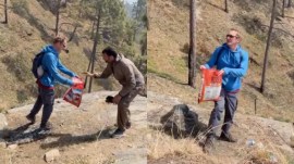 British man cleaning Uttarakhand forest
