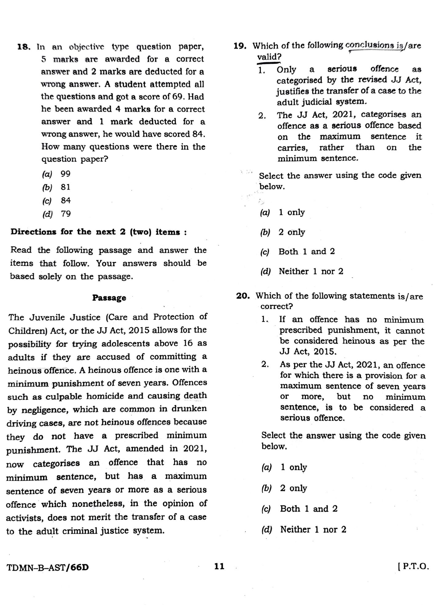 Civil Services Examination csat 2026 questions
