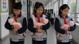 China school baby doll exercise