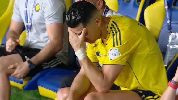 Al Nassr's Cristiano Ronaldo reacts after Al Hilal's last-gasp equaliser in their Saudi Pro League clash. (Photo: Screengrab via SPL YouTube)