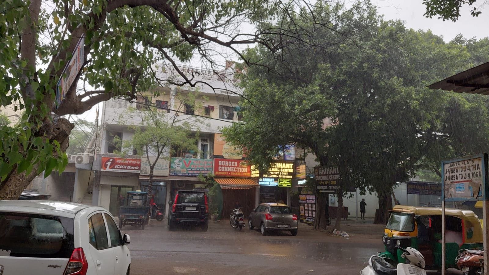 Alaknanda area in Delhi during the first shower on Saturday (Express Photo: Anish Mondal)