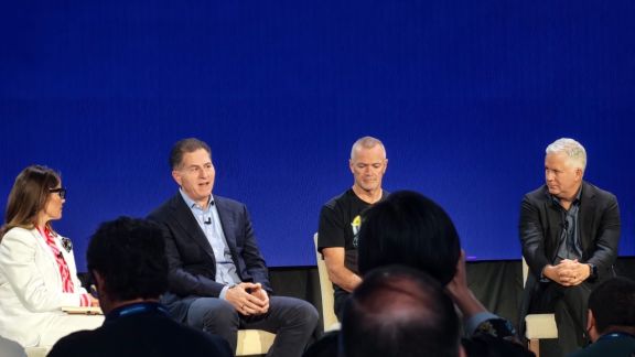 Dell CEO Michael Dell speaks at the Dell Technologies World conference in Las Vegas. (Image: The Indian Express/ Anuj Bhatia)