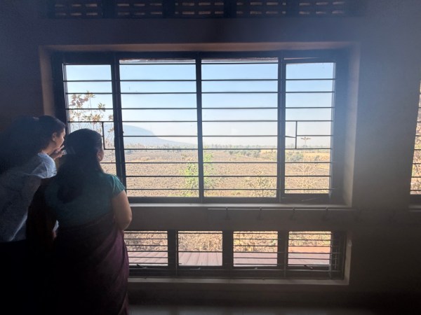 Sonal Jhawar overlooking the upcoming campus (Express photo)