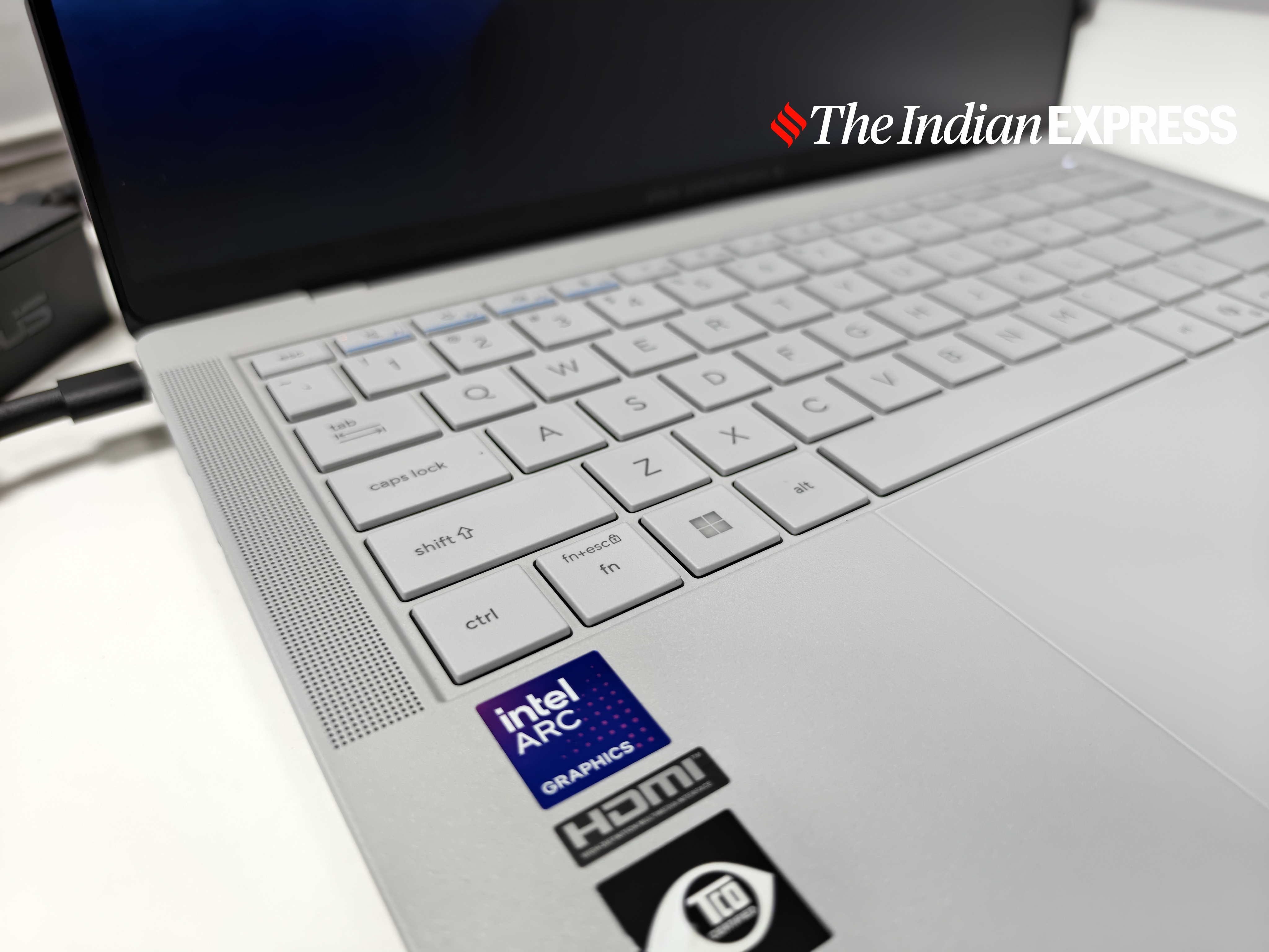 The keyboard offers a comfortable typing experience with deep key travel and a clean, minimalist layout. (Image: Bijin Jose/The Indian Express)