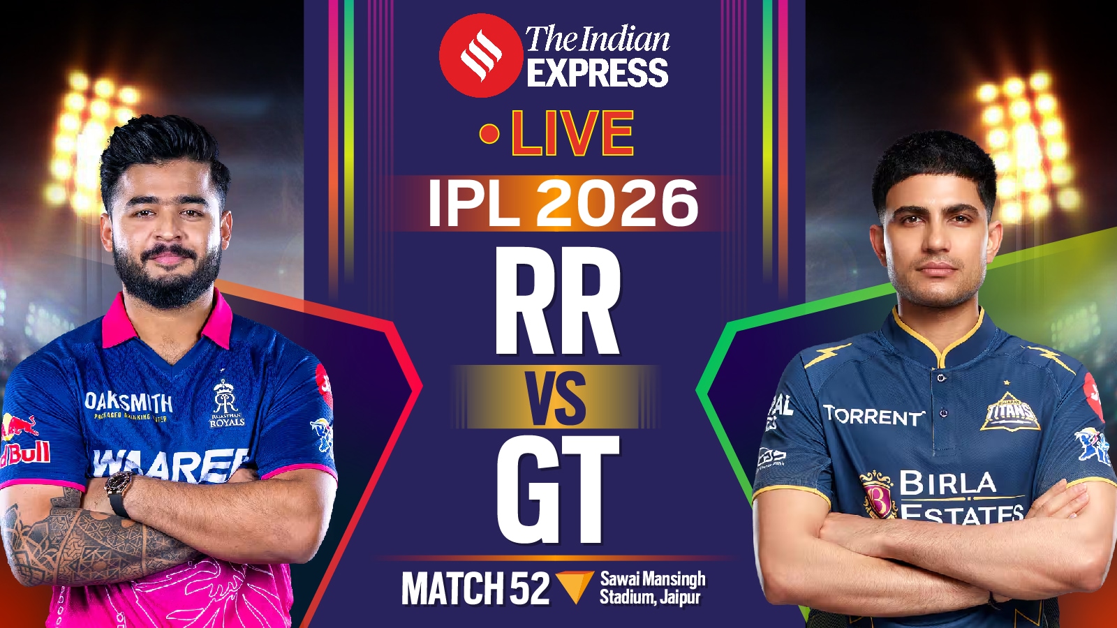 RR vs GT IPL 2026 LIVE Score: Yashasvi Jaiswal wins first toss as Royals captain, chooses to bowl first