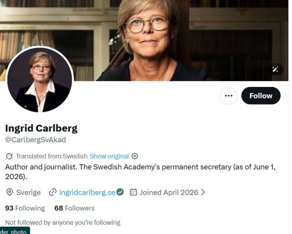 A fake account created by Tommaso Debenedetti. (X@CarlbergSvAkad)