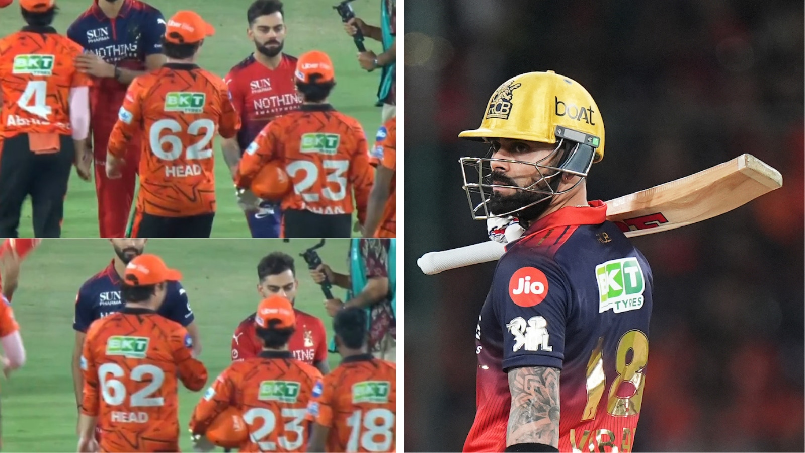 Virat Kohli refused to shake hands with Travis Head after their fiery exchange during the SRH-RCB match in Hyderabad. (CREIMAS/X)