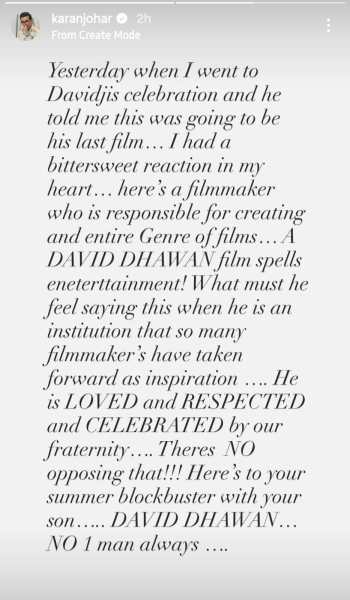 Karan Johar on David Dhawan last film