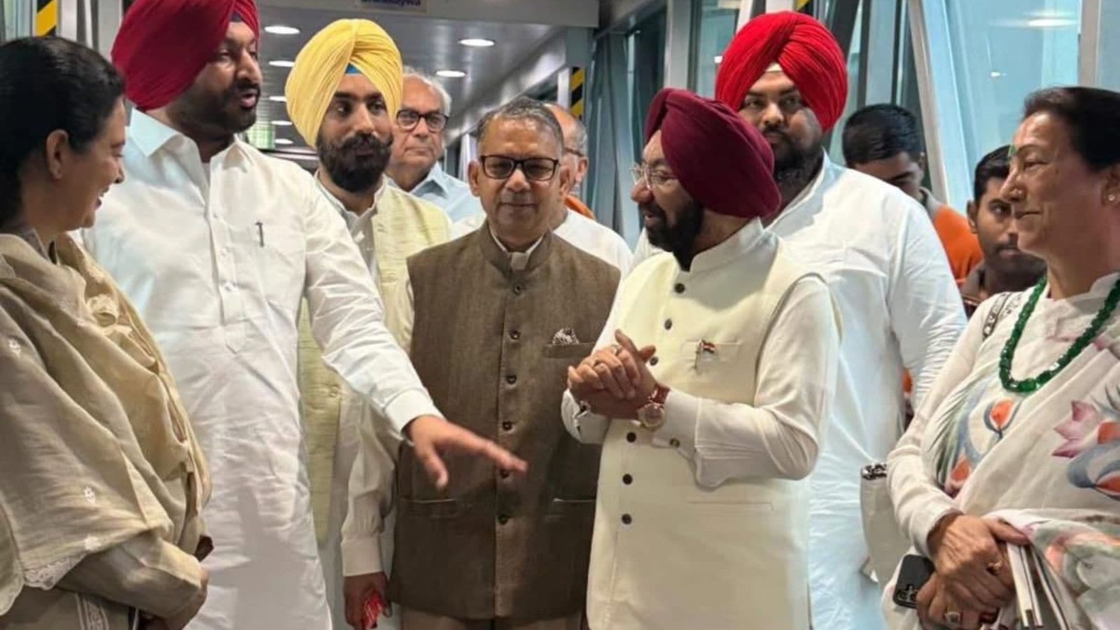 Inaugural Air India flight lands at Halwara terminal from Delhi; turns into BJP show of strength