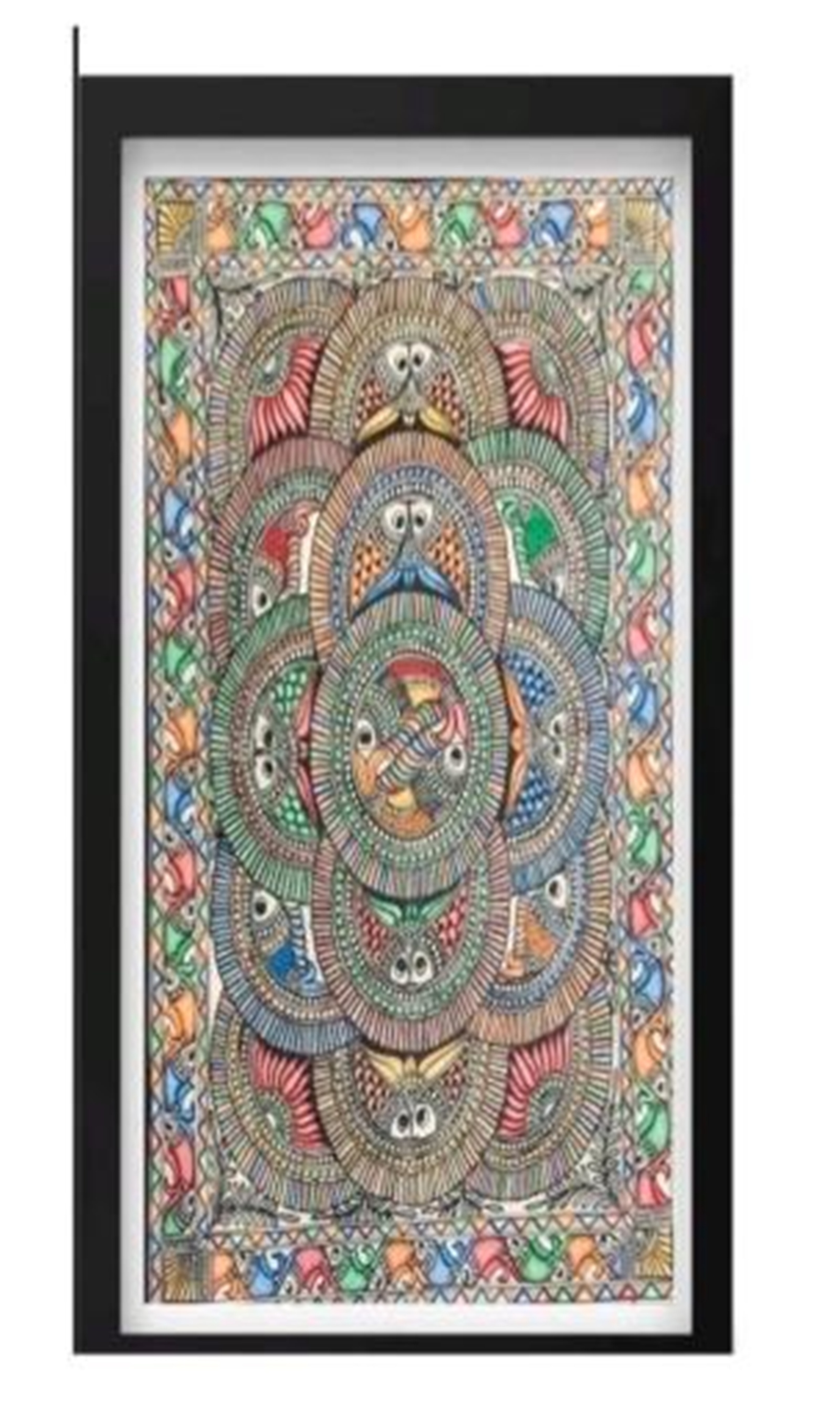 Madhubani painting with fish motif