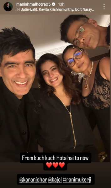 Manish Malhotra, Kajol, Rani Mukerji at Karan Johar birthday bash