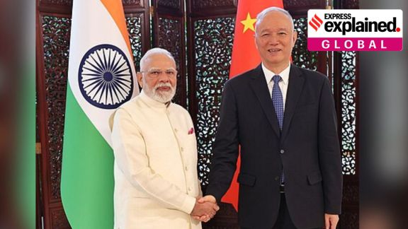 Prime Minister Narendra Modi with Cai Qi in Tianjin, China, for the Shanghai Cooperation Organisation summit in 2025.