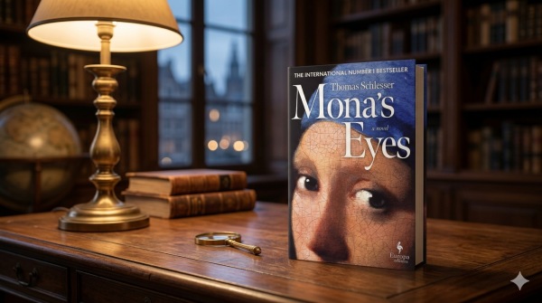 Mona's Eyes by Thomas Schlesser in a library. 