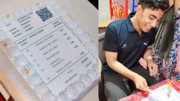Mumbai family celebrates son's results with marksheet cake