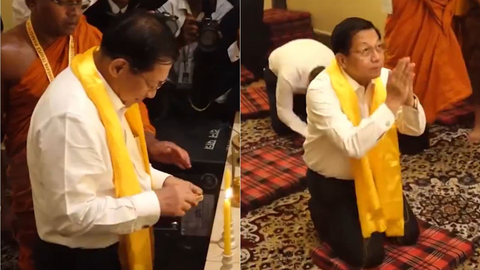 Watch | Myanmar President Hlaing offers prayers at Maha Bodhi Temple during India visit