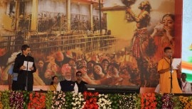 Suvendu Adhikari swearing-in, West Bengal Chief Minister 2026, Brigade Parade Ground Kolkata, PM Narendra Modi Kolkata visit, Dilip Ghosh minister, Matua community representation BJP, Rajbanshi minister West Bengal, Jorasanko Thakurbari Tagore birth anniversary, Sisir Adhikari