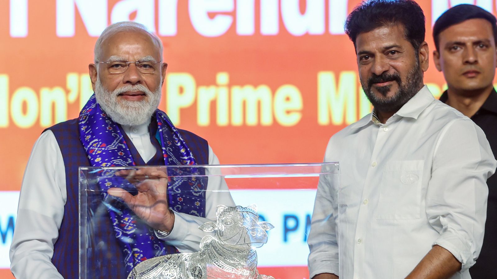 ‘Better if you join me’: PM Modi jokes with CM Revanth Reddy at Hyderabad event
