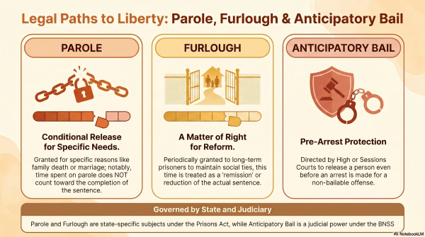 upsc, polity, parole, furlough, anticipatory bail