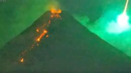 The viral video showed the glowing meteor streaking downward over the slopes of one of the country’s most active volcanoes