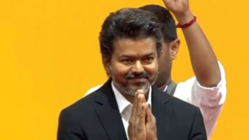 TVK Chief C Joseph Vijay and Lok Sabha LoP at the Jawaharlal Nehru Stadium in Chennai