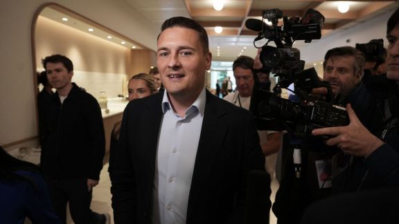 Wes Streeting arrives at the Progress Conference at Convene in London, Saturday May 16, 2026. (Jeff Moore/PA via AP)
