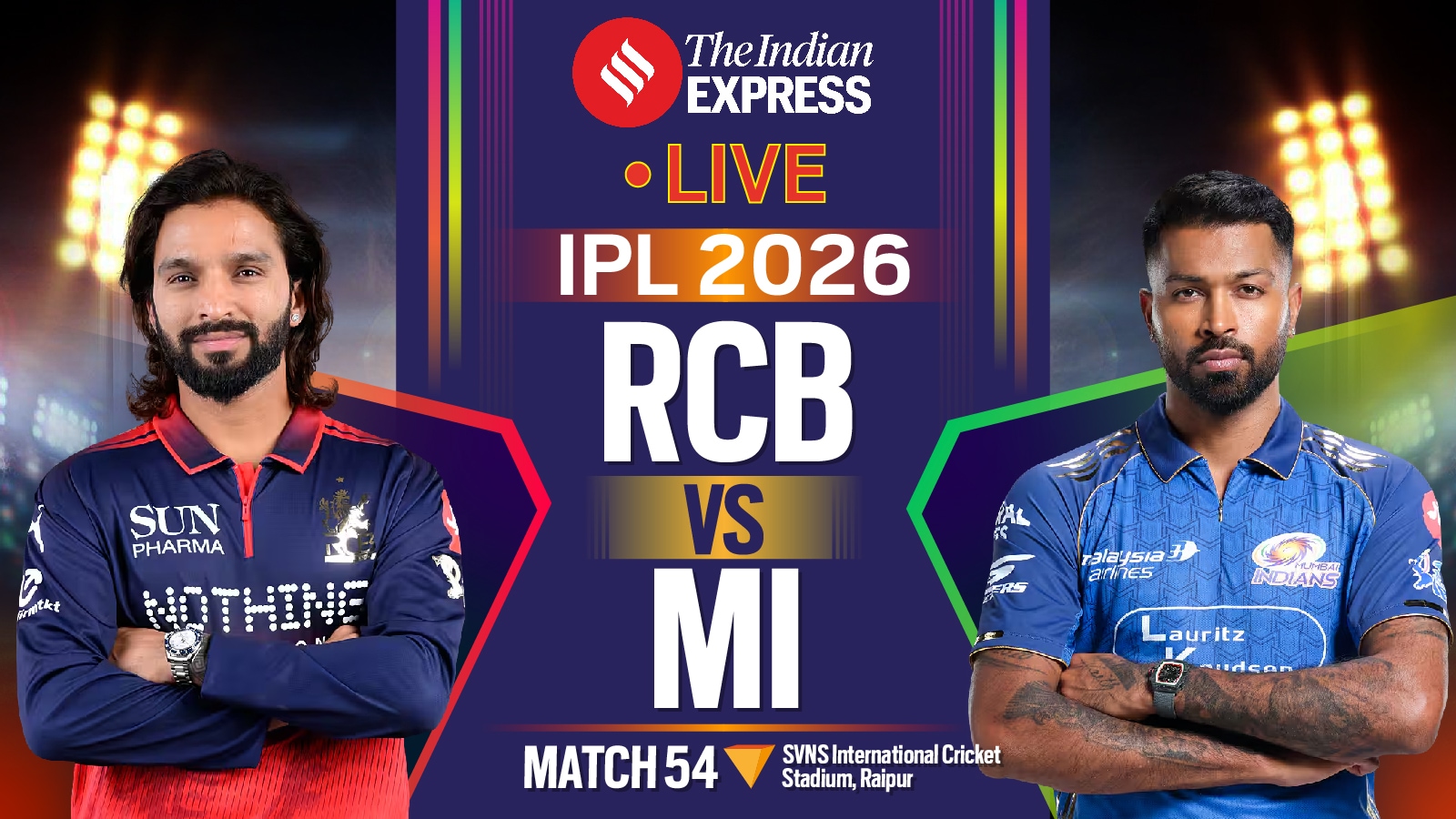 RCB vs MI IPL 2026 LIVE Score: Bengaluru look to arrest slide against Mumbai in Raipur