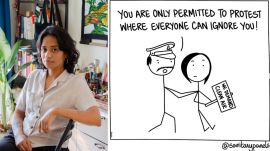 Rachita Taneja's (left) comic strip Sanitary Panels , which will hit its 12th year this June, had its roots in social media work that Taneja had been doing for non-profit groups.