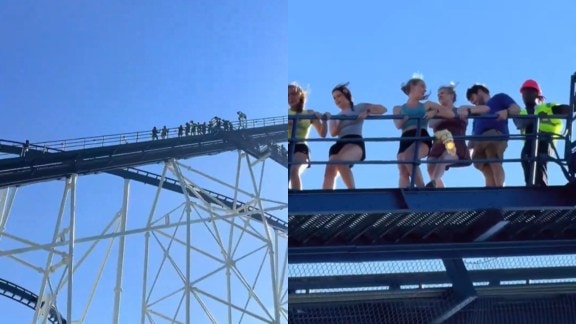 Six Flags power outage roller-coaster power outage