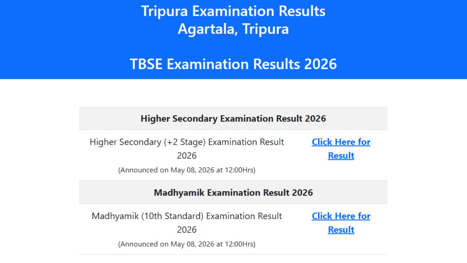 TBSE Class 10, Class 12 result tripura board
