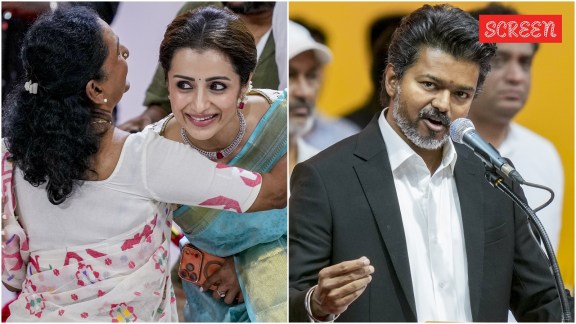 Photos and videos from Vijay's swearing-in ceremony have emerged, showing Trisha with his mother, sharing a heartwarming moment.