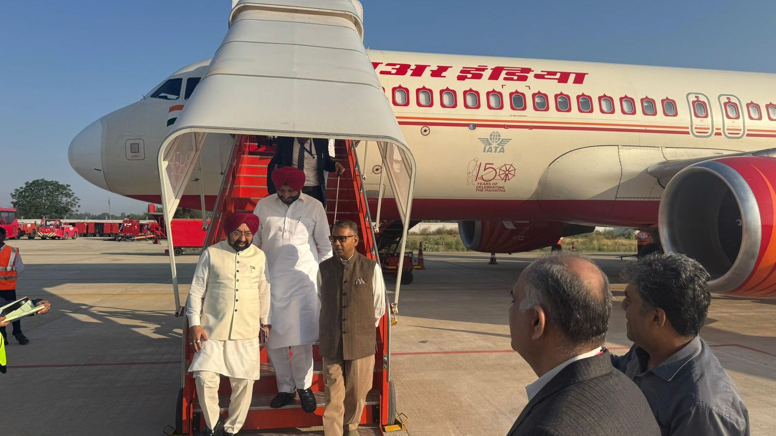 First commercial Air India flight from Delhi lands at Ludhiana’s Halwara terminal; turns into BJP show