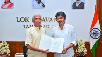 C. Joseph Vijay sworn in as Tamil Nadu CM, TVK government formation 2026, Vijay Rahul Gandhi 2009 meeting, Tamilaga Vettri Kazhagam alliance VCK IUML, Tamil Nadu fractured mandate 2026, Governor Rajendra Vishwanath Arlekar, Aadhav Arjuna TVK, TVK cabinet list ministers, next Chief Minister of Tamil Nadu, Indian Union Muslim League TVK support.